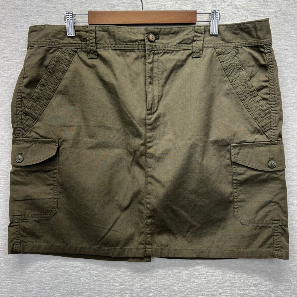 Eddie Bauer Ripstop Cargo Skirt Womens 18 Army Green Mini Hiking Outdoor Utility